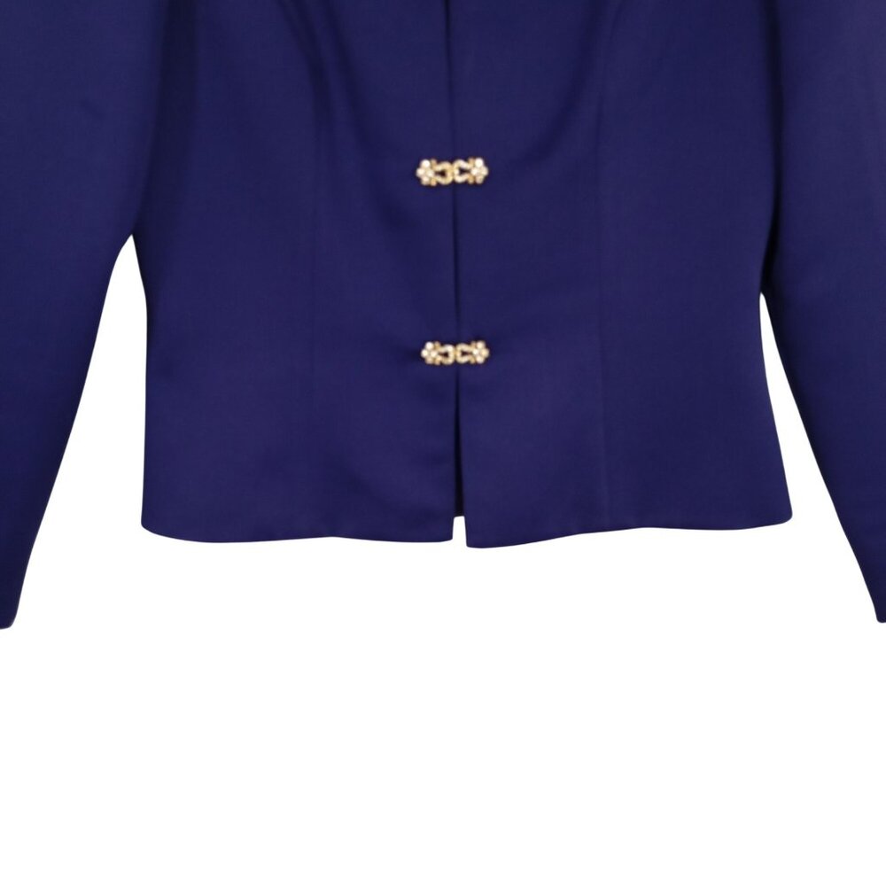 Alex Evenings Blazer Jacket Gold Crystal Clasp Closures Womens Purple Size 12 - Picture 4 of 11